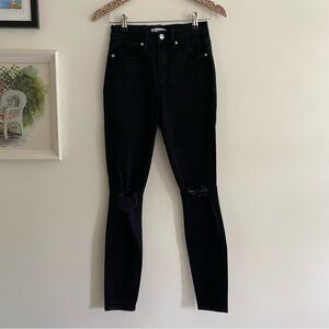 GOOD AMERICAN Black Distressed Skinny Jeans Size 27